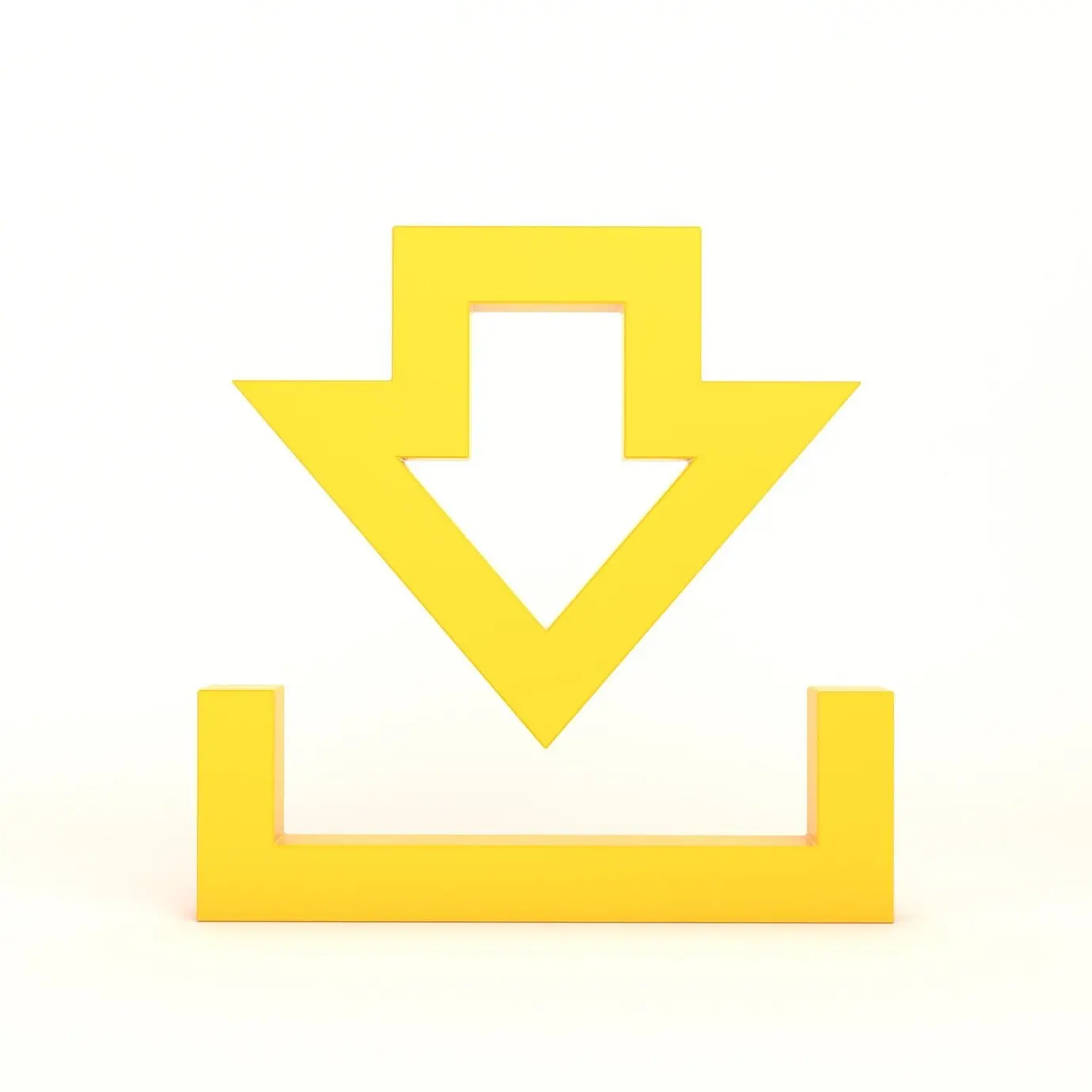 Download-Icon in Vorderansicht auf weißem Hintergrund